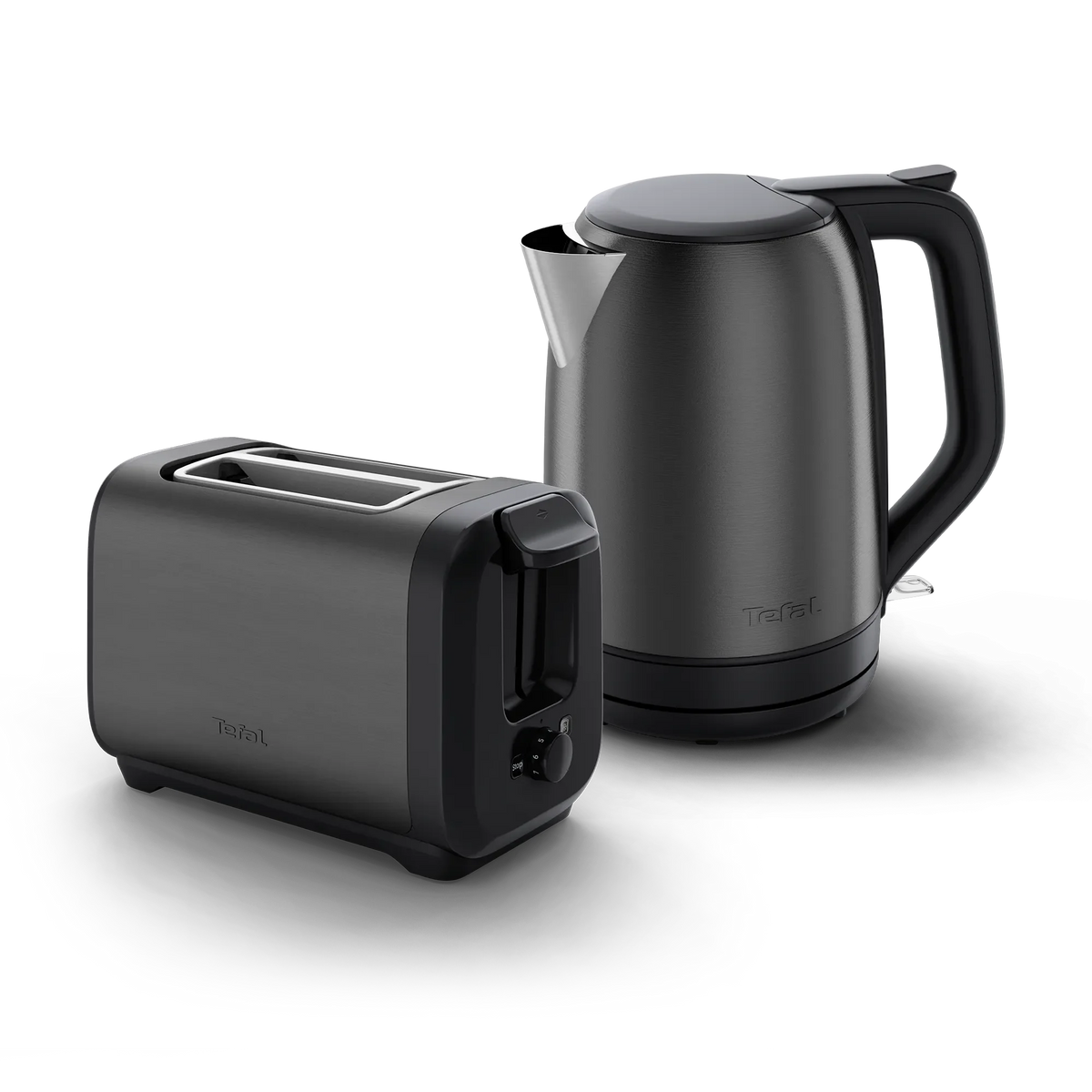 Tefal Subito Black Stainless Steel Toaster & Kettle Breakfast Set TT5SA8