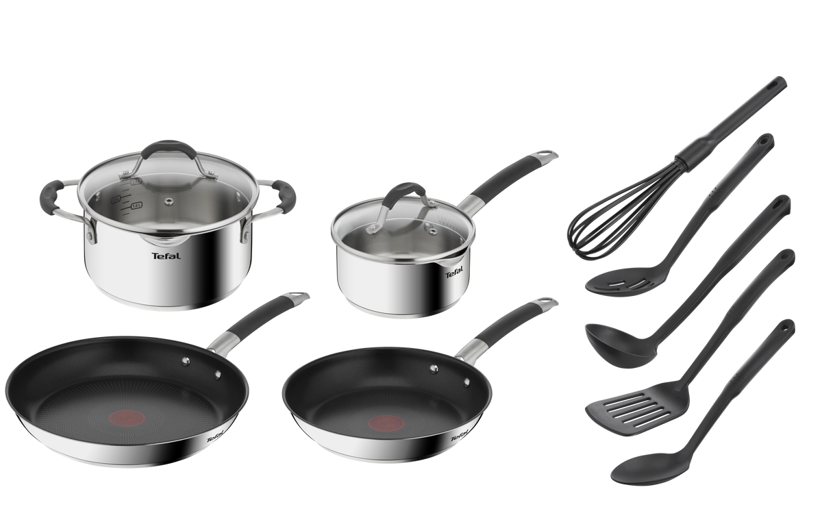 User manual and frequently asked questions Tefal Illico Induction Stainless Steel 4pc Set + Utensils