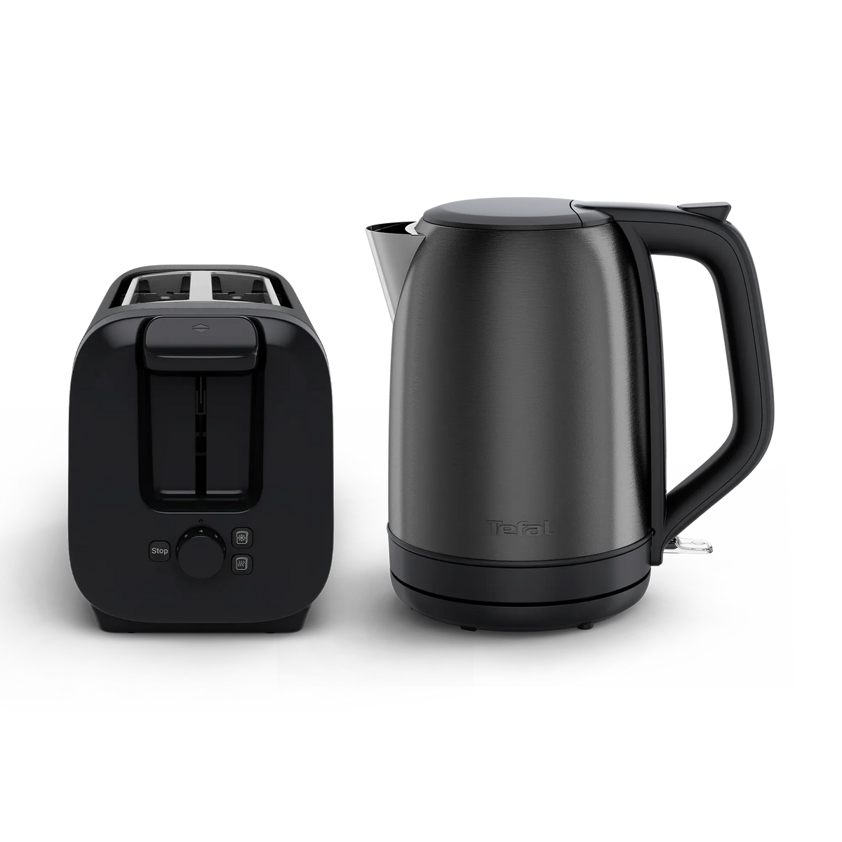 Tefal Subito Black Stainless Steel Toaster & Kettle Breakfast Set TT5SA8