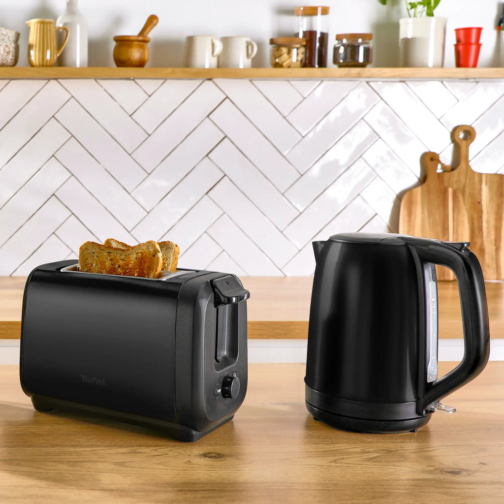 Tefal Subito Black Stainless Steel Toaster & Kettle Breakfast Set TT5SA8