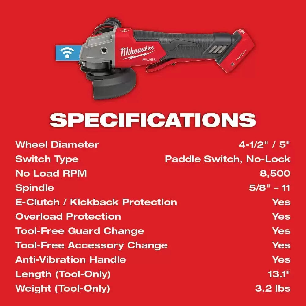 Milwaukee Pre-Sale 2882-20 M18 FUEL 4-1/2 / 5 Paddle Switch Braking Grinder - Bare Tool