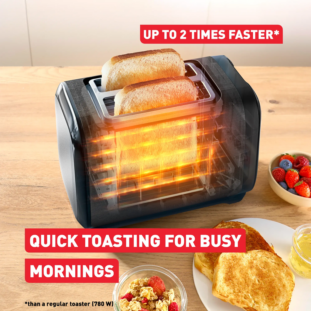 Tefal Subito Black Stainless Steel Toaster & Kettle Breakfast Set TT5SA8