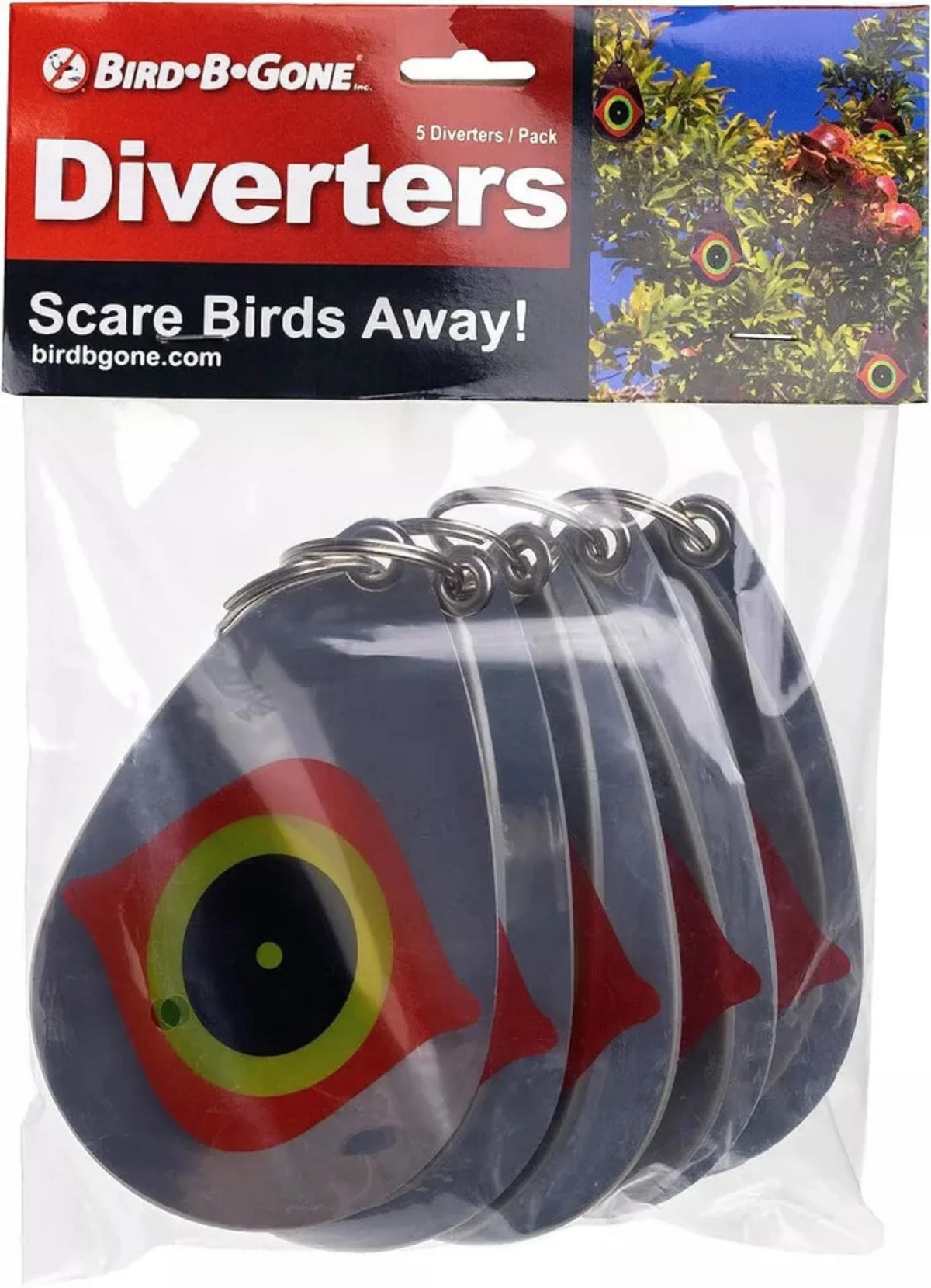 Bird B Gone MMSED-5 5- Count Pack of Scared-Eye Hanging Bird Scare Diverters