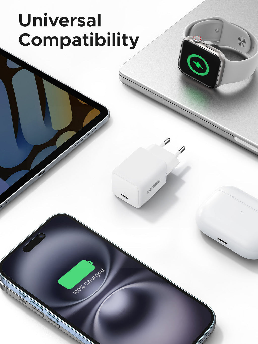 UGREEN Charger USB-C GaN Fast 30W EU White