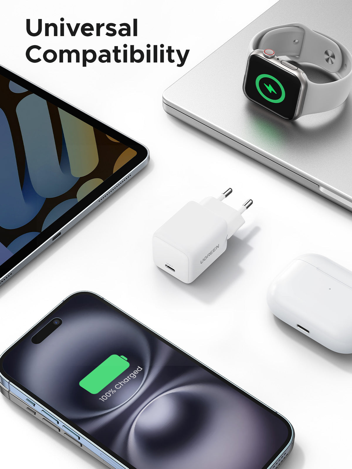UGREEN Charger USB-C GaN Fast 20W EU White