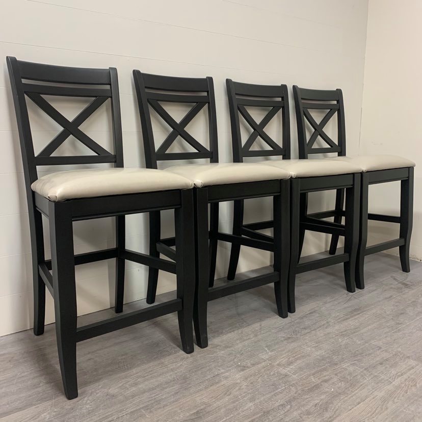 4 Cast Black Counter Height Stools
