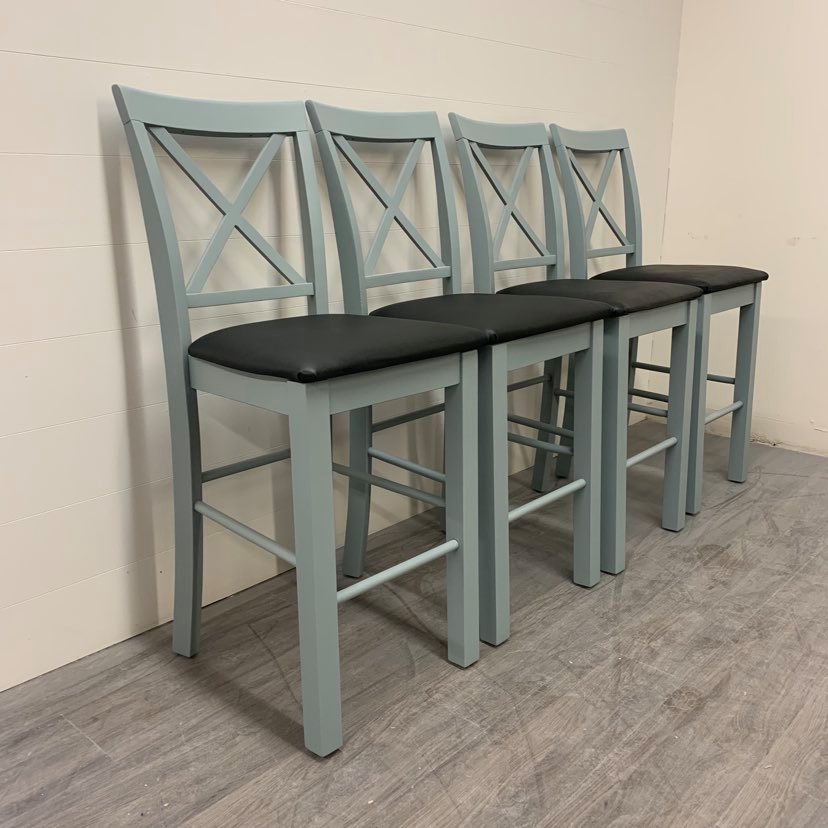4 Galvanized Grey Counter Height Stools