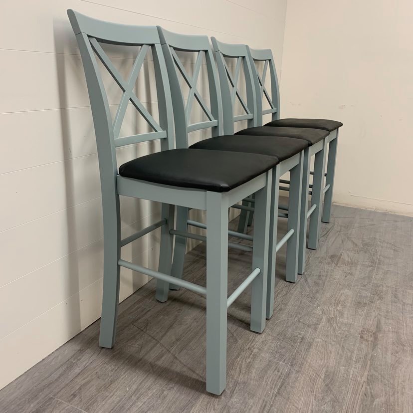 4 Galvanized Grey Counter Height Stools