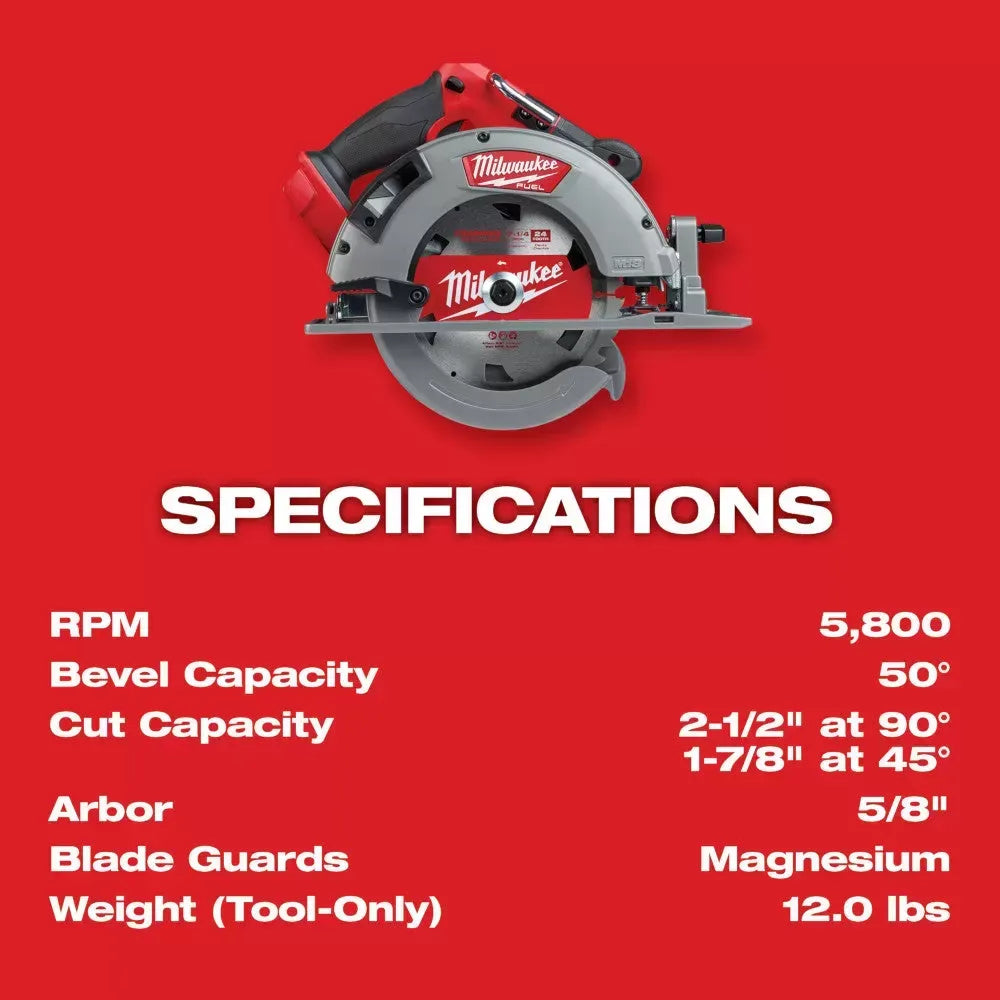 Milwaukee 2732-20 M18 FUEL 18V 7-1/4 Circular Saw w/ SAWZALL Reciprocating Saw