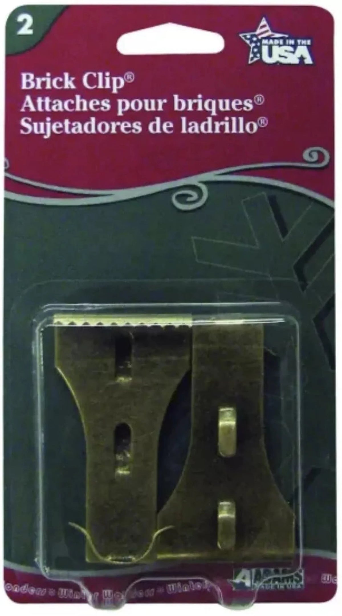 Adams Mfg 258269 2-Count Pack of Metal Brick Clip Wreath & Ornament Hanger Brackets