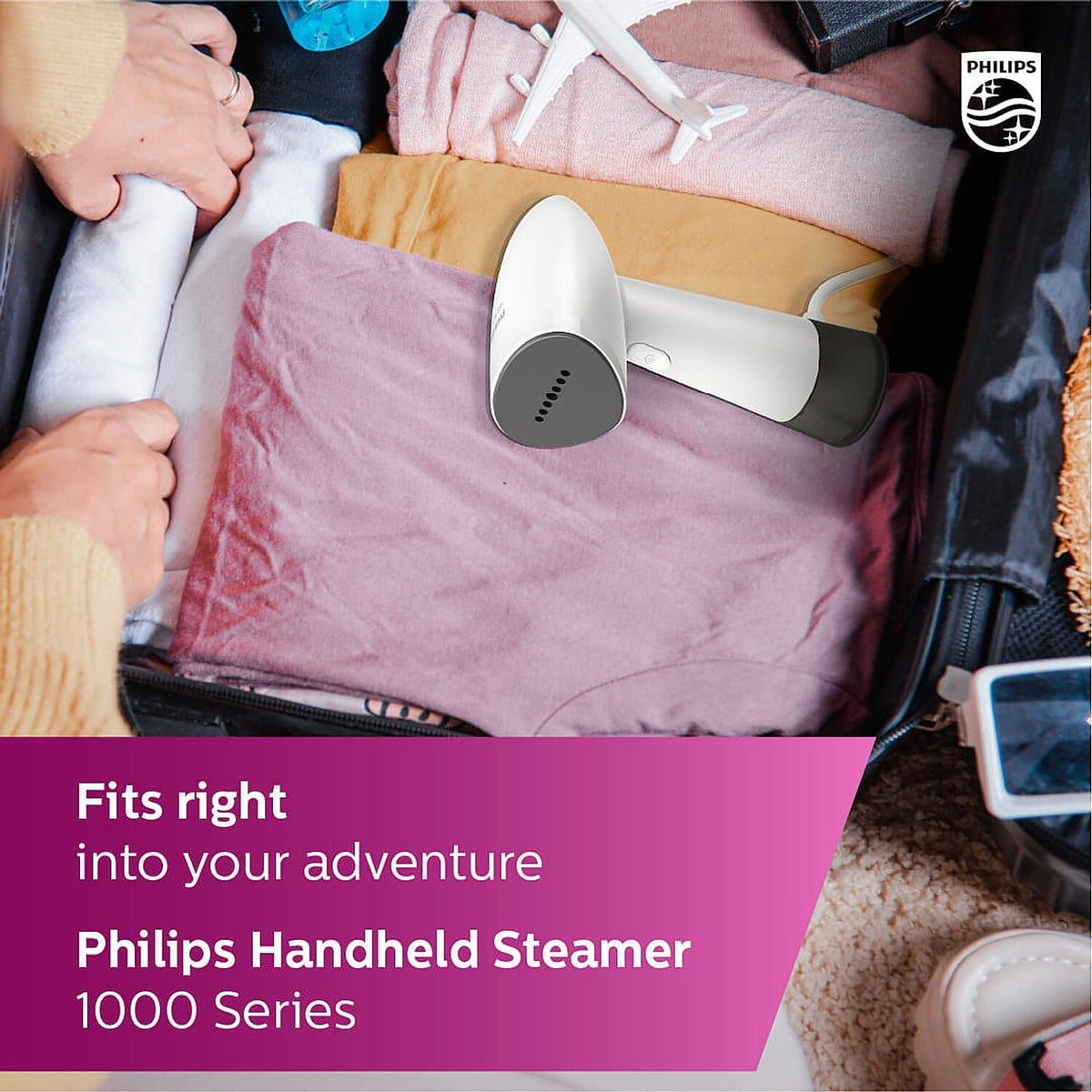 Refurbished Philips 1000 series Compact Handheld Garment Steamer - STH1010/10