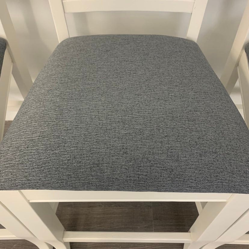 3 Little White Counter Height Bar Stools