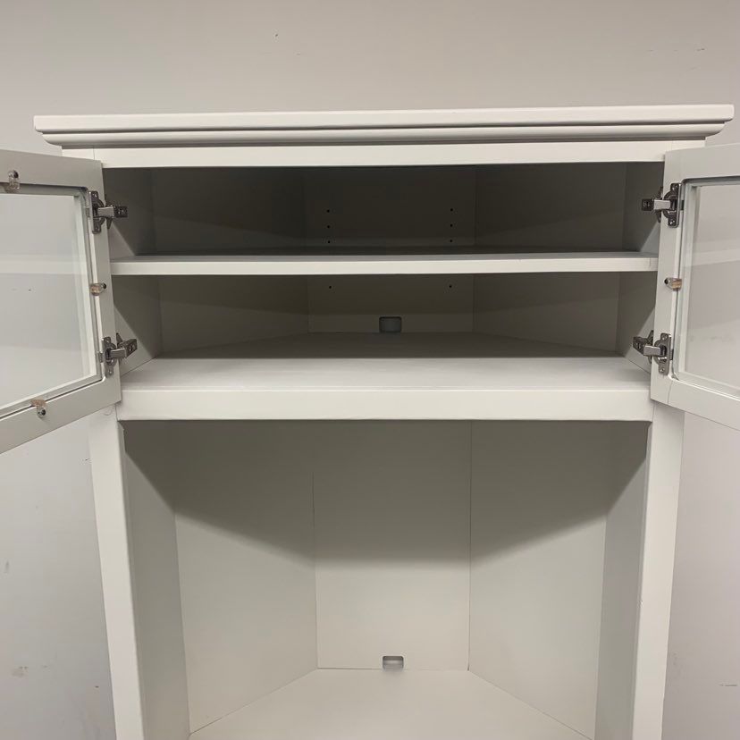 Antique White Farmhouse Style Corner Cabinet