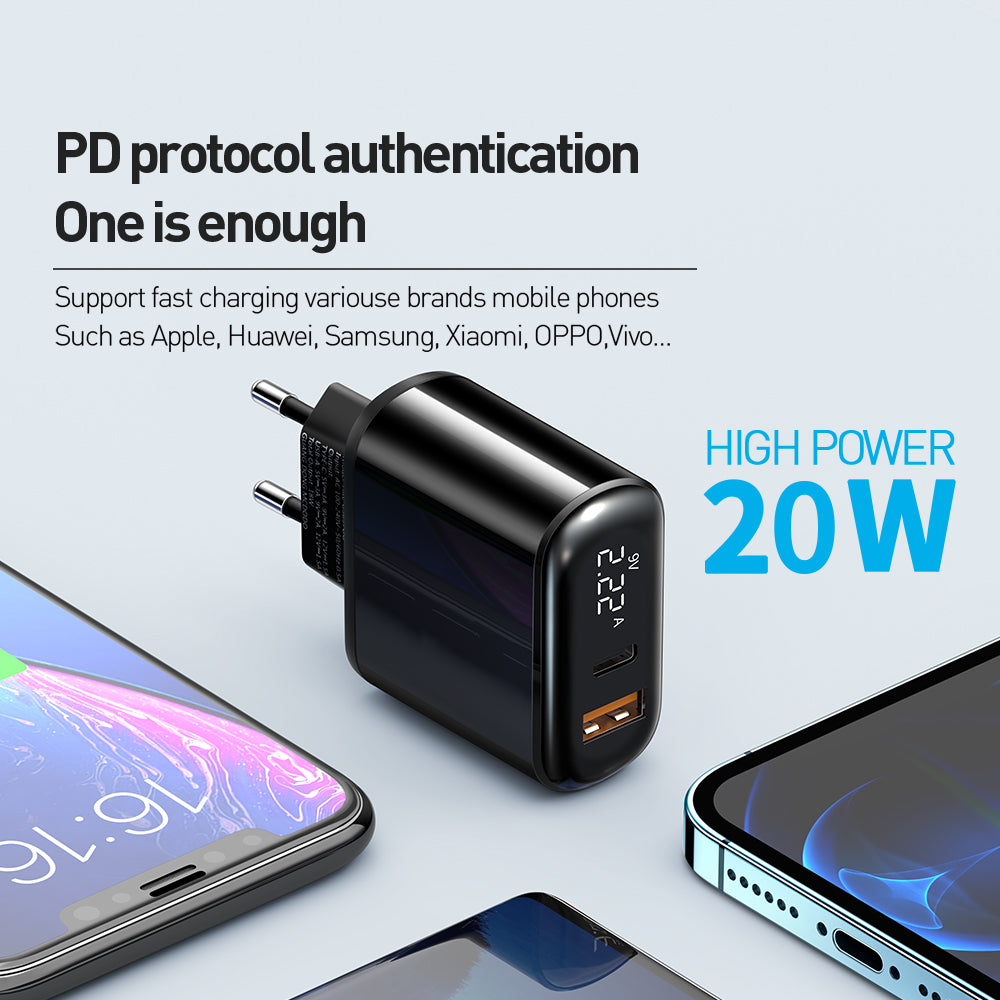 Mcdodo Chocolate Series Digital Display PD+QC3.0 Charger 20W [EU Plug]