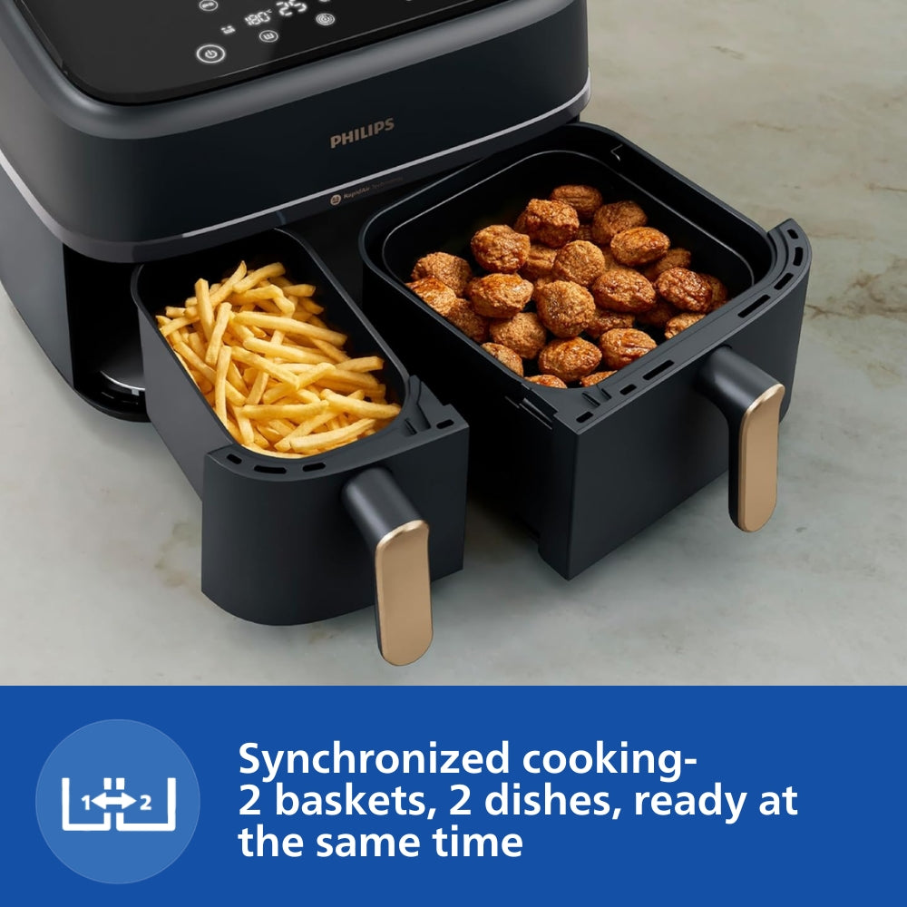 Philips 9L Dual Basket Airfryer with Rapid Air technology - NA352/00