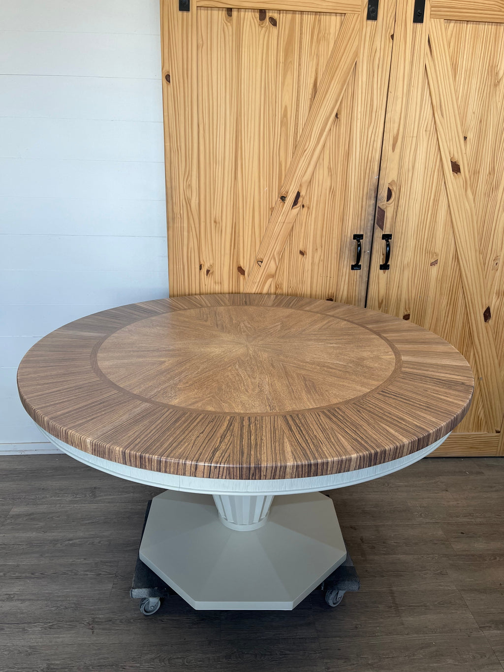 Round Shiplap Pedestal Dining Table