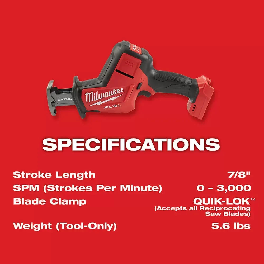 Milwaukee 2656-21PB M18 18V 1/4 Impact Kit w/ M18 FUEL HACKZALL and 2AH Battery