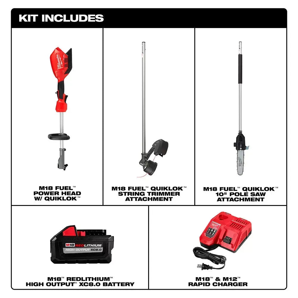 Milwaukee 2825-21STP M18 FUEL Cordless String Trimmer/Pole Saw Attachment Combo