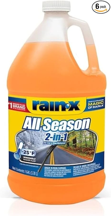 Rain-x 113645 De-icer & Bug Remover Windshield Washer Fluid, 1 Gallon (Pack of 6)