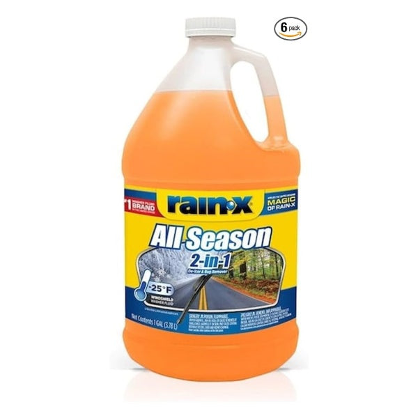 Rain-x 113645 De-icer & Bug Remover Windshield Washer Fluid, 1 Gallon (Pack of 6)