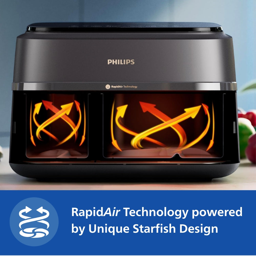Philips 9L Dual Basket Airfryer with Rapid Air technology - NA352/00