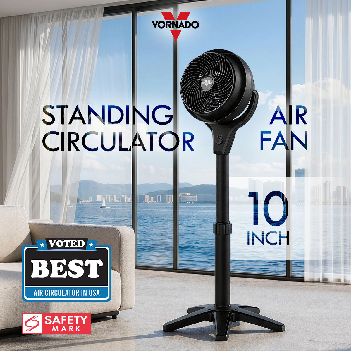 Vornado Energy Smart™ 10in Stand Air Circulator Fan, Vortex Action, Oscillation, 3-Speed (602-AN)