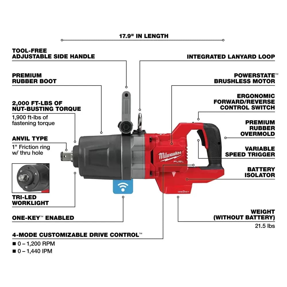 Milwaukee Pre-Sale 2868-20 M18 FUEL 18V 1 D-Handle High Torque Impact Wrench - Bare Tool