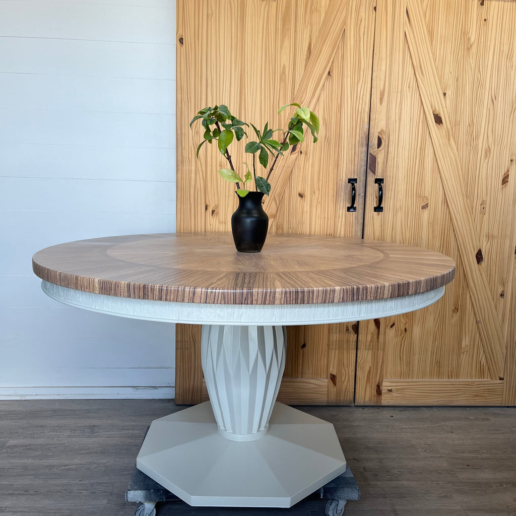 Round Shiplap Pedestal Dining Table