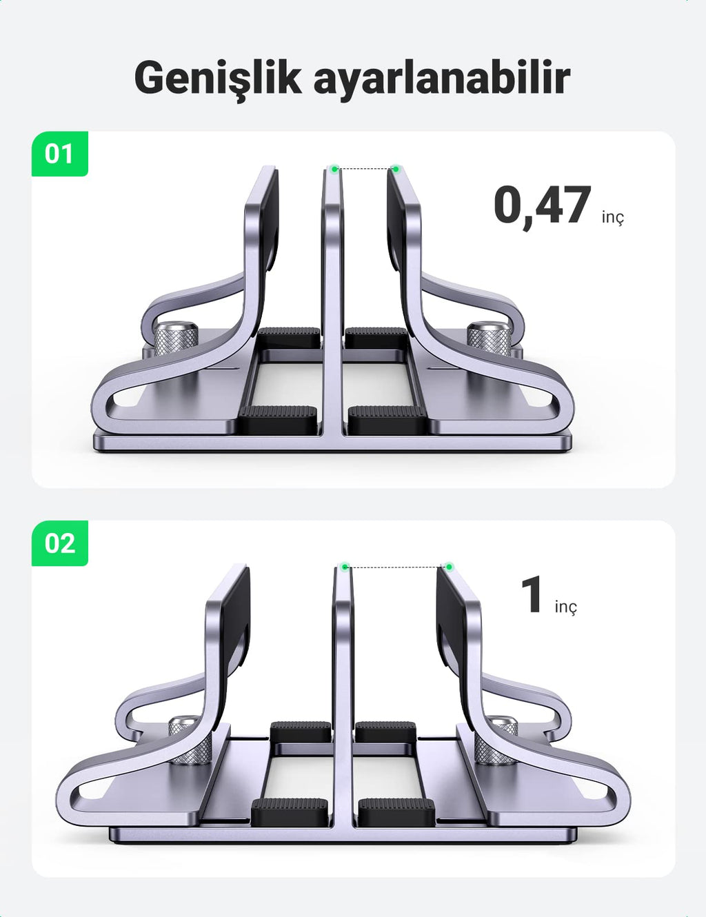 UGREEN Dikey Laptop Standı (Çift Yuvalı)