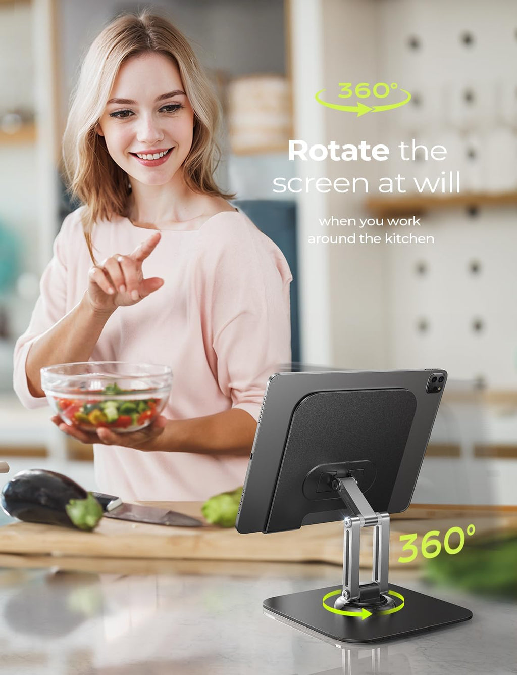 LISEN Adjustable Rotating Tablet Stand for Desk