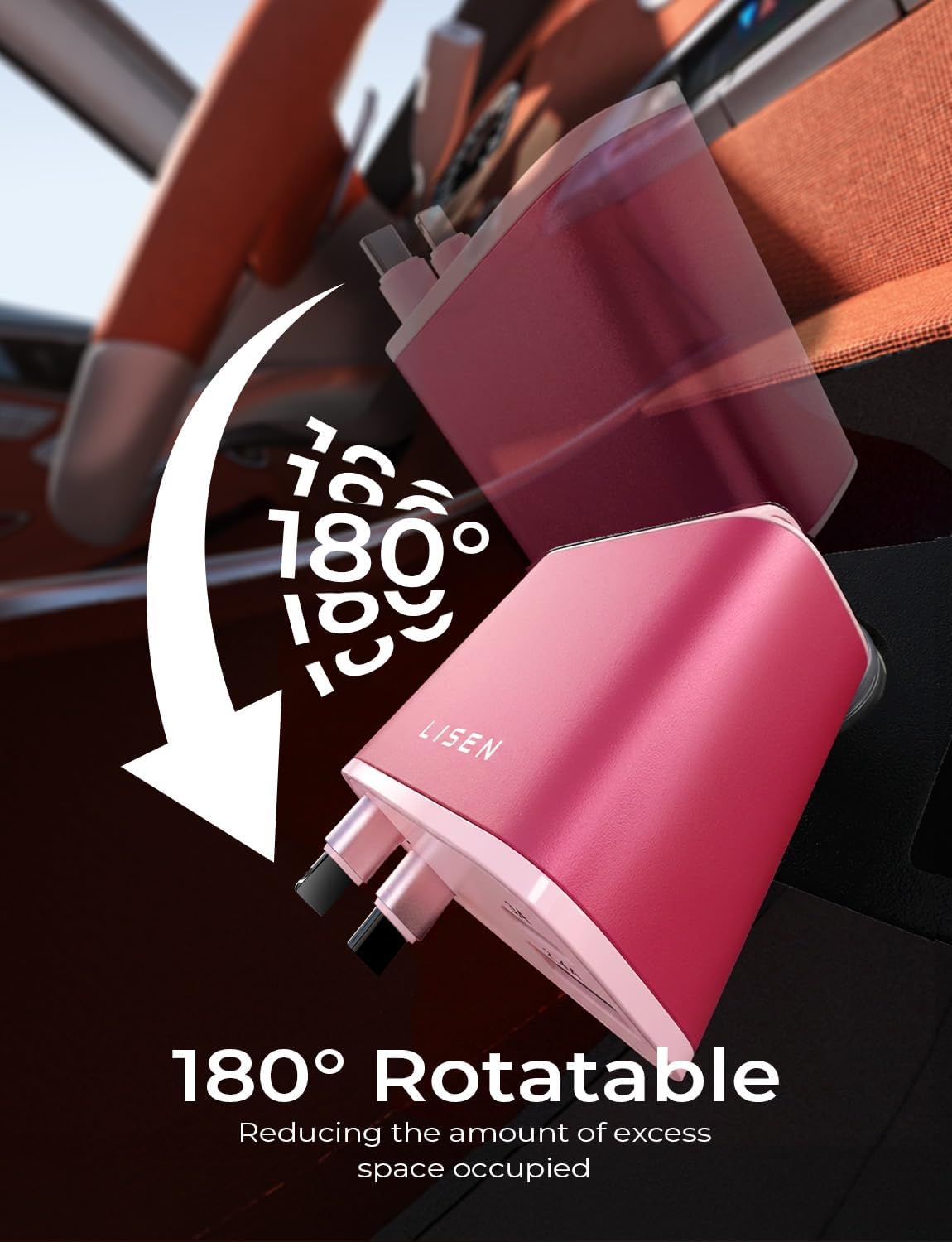 LISEN Retractable Car Charger, 84W Fast Charging Car Phone Charger