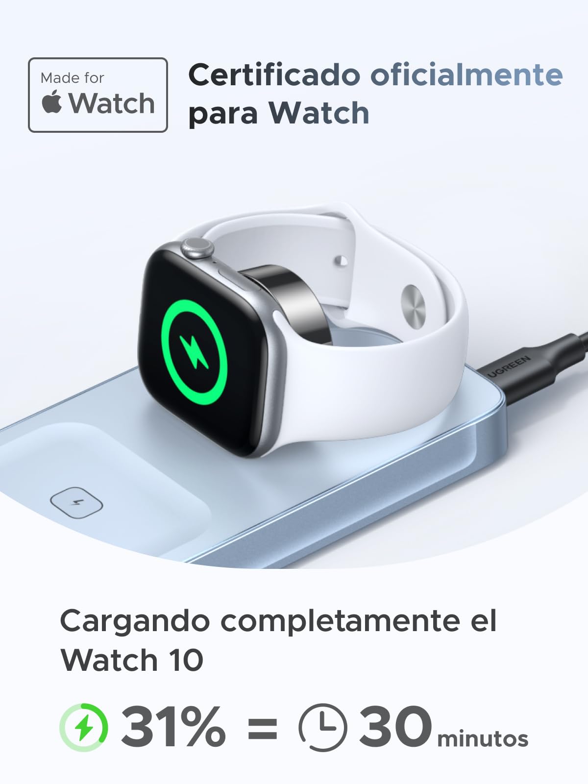 UGREEN MagFlow Qi2 25W Cargador Inalámbrico 3 en 1