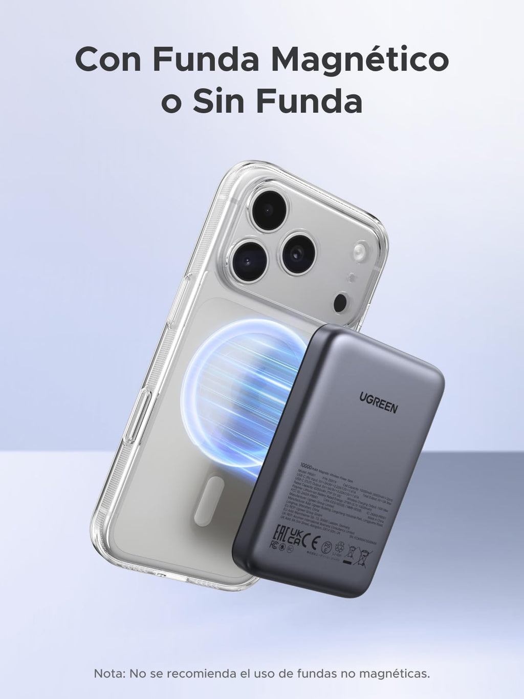 UGREEN Nexode Power Bank Inalámbrico Magnético 10000mAh con Carga Rápida USB C 20W PD