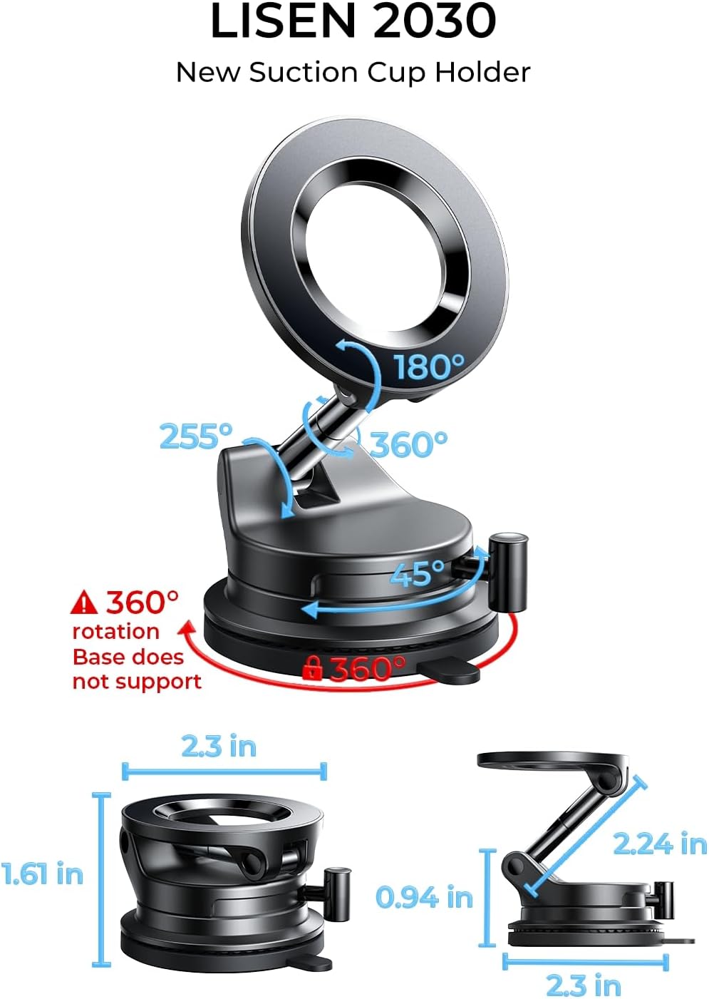 LISEN for Magsafe Car Mount,  Magnetic Car Accessories for Women Men Truck Jeep BMW