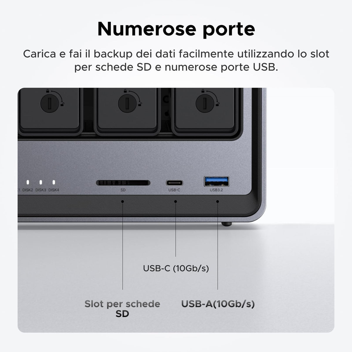 UGREEN NASync DXP4800, NAS desktop a 4 bay, CPU Intel N100 Quad-core, 8 GB di RAM DDR5