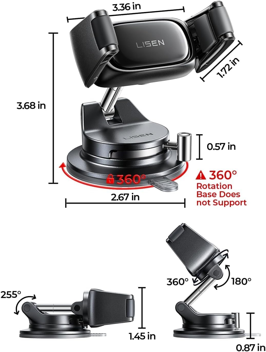 LISEN Suction Car Phone Holder, [Industry First]