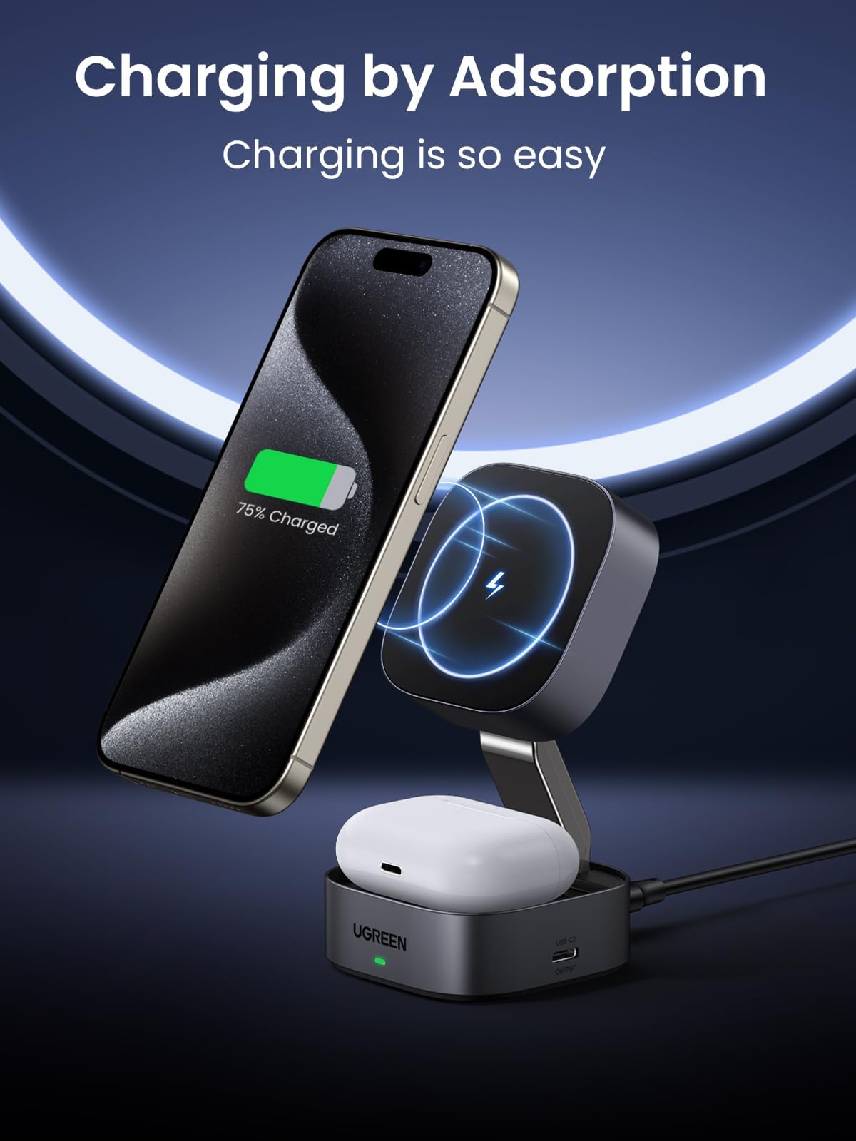 UGREEN 15W 2-in-1 Wireless Charger