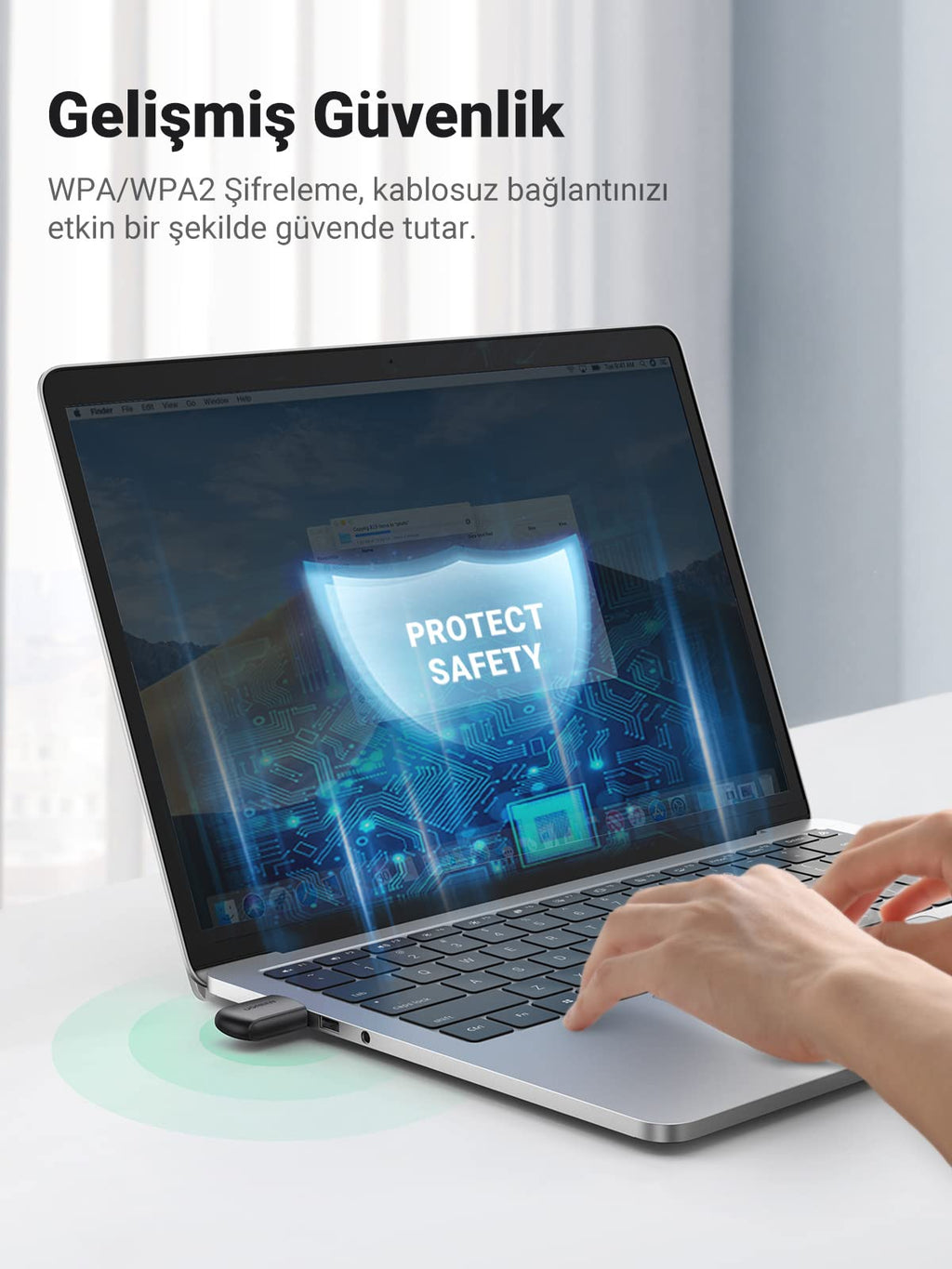 UGREEN 2.4GHz ve 5GHz Çift Bant USB Wi-Fi Adaptörü