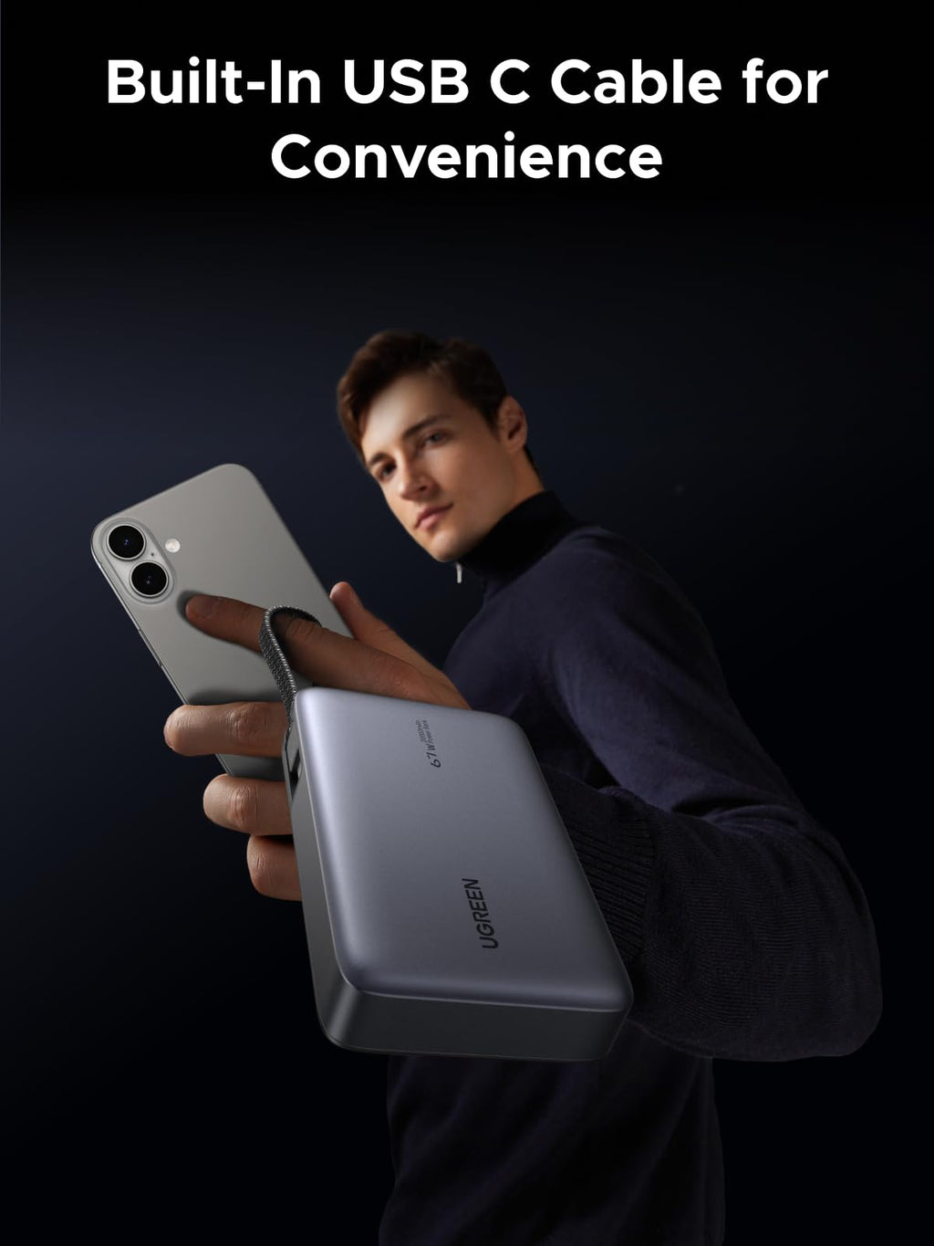 UGREEN Nexode Pin Dự Phòng 20000mAh 67W kèm Cáp USB-C Tích Hợp