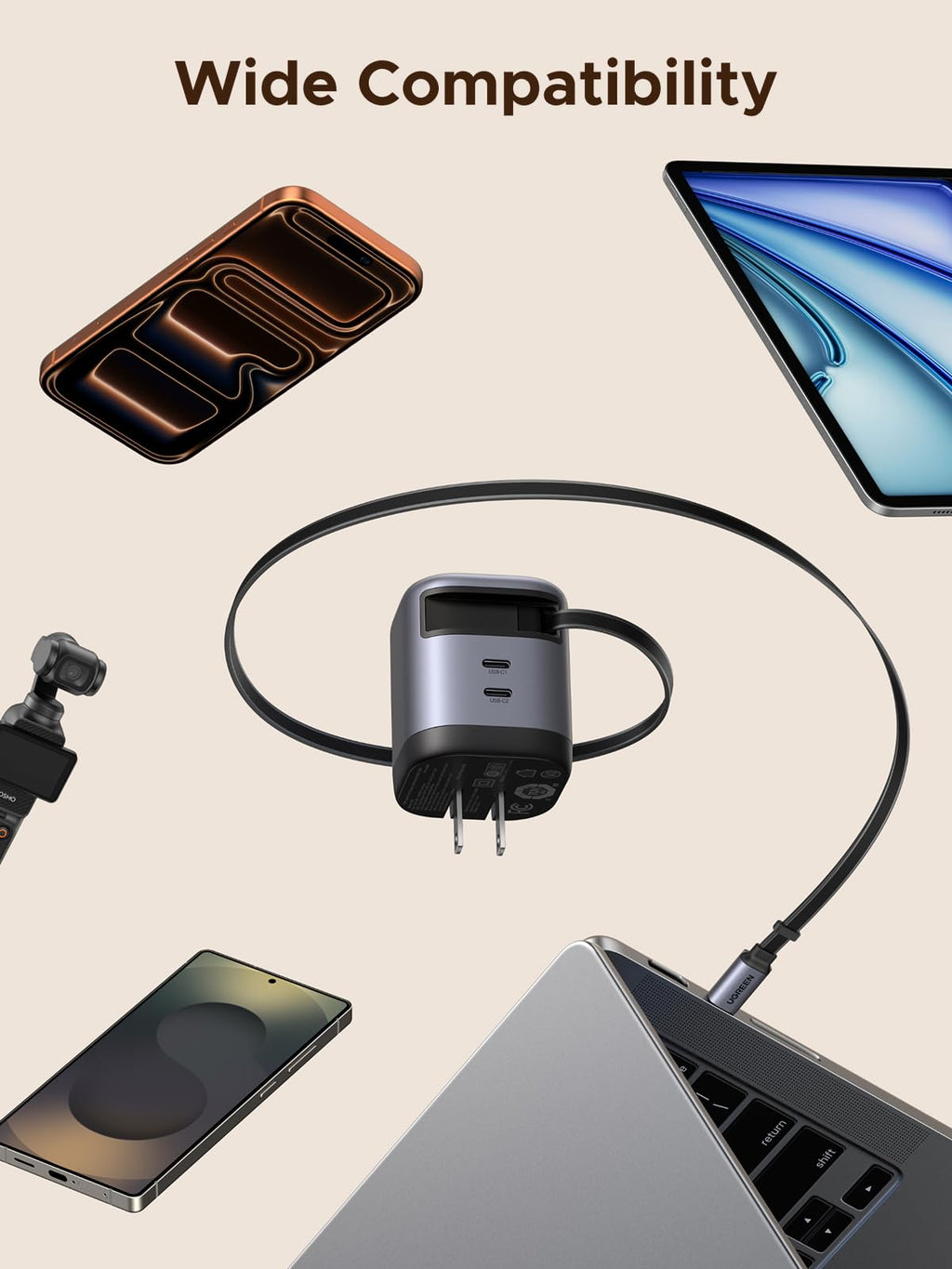 Củ Sạc UGREEN Dây Rút USB-C 45W