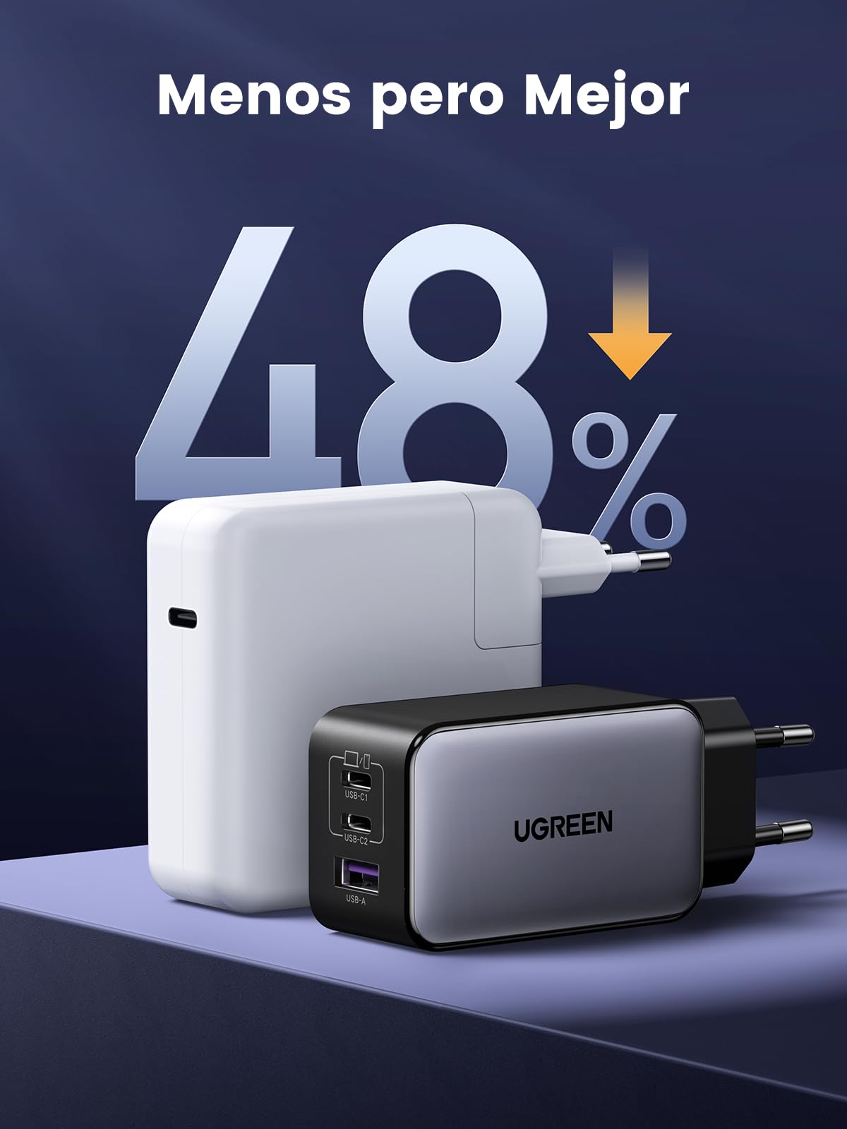 UGREEN Nexode Cargador USB C 65W con 3 Puertos