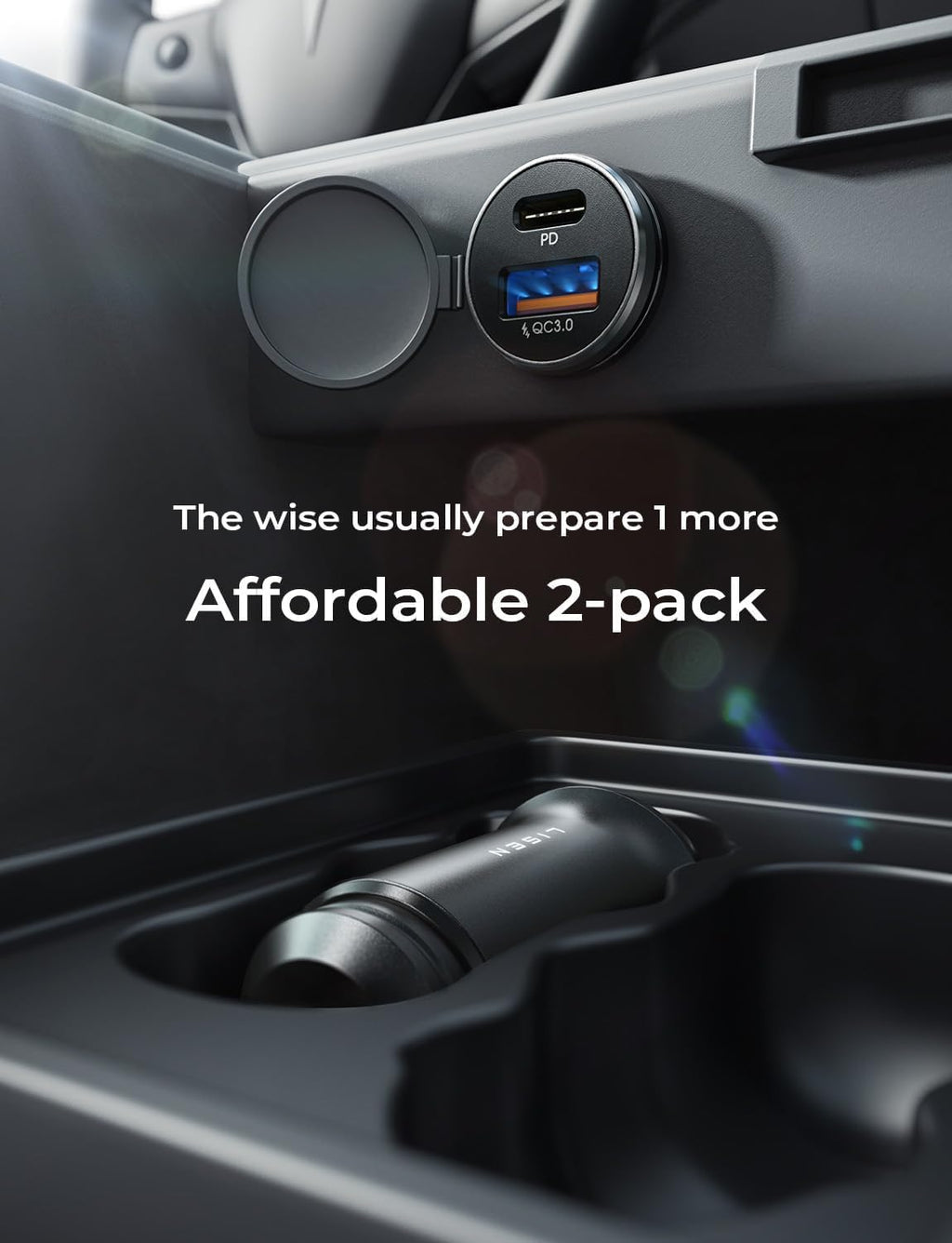LISEN USB C Car Charger Adapter [2 Pack] [Mini & Metal]