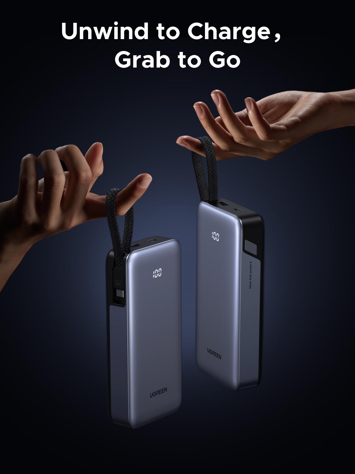 UGREEN พาวเวอร์แบงค์ 20000mAh 45W พร้อมสาย USB-C ในตัว