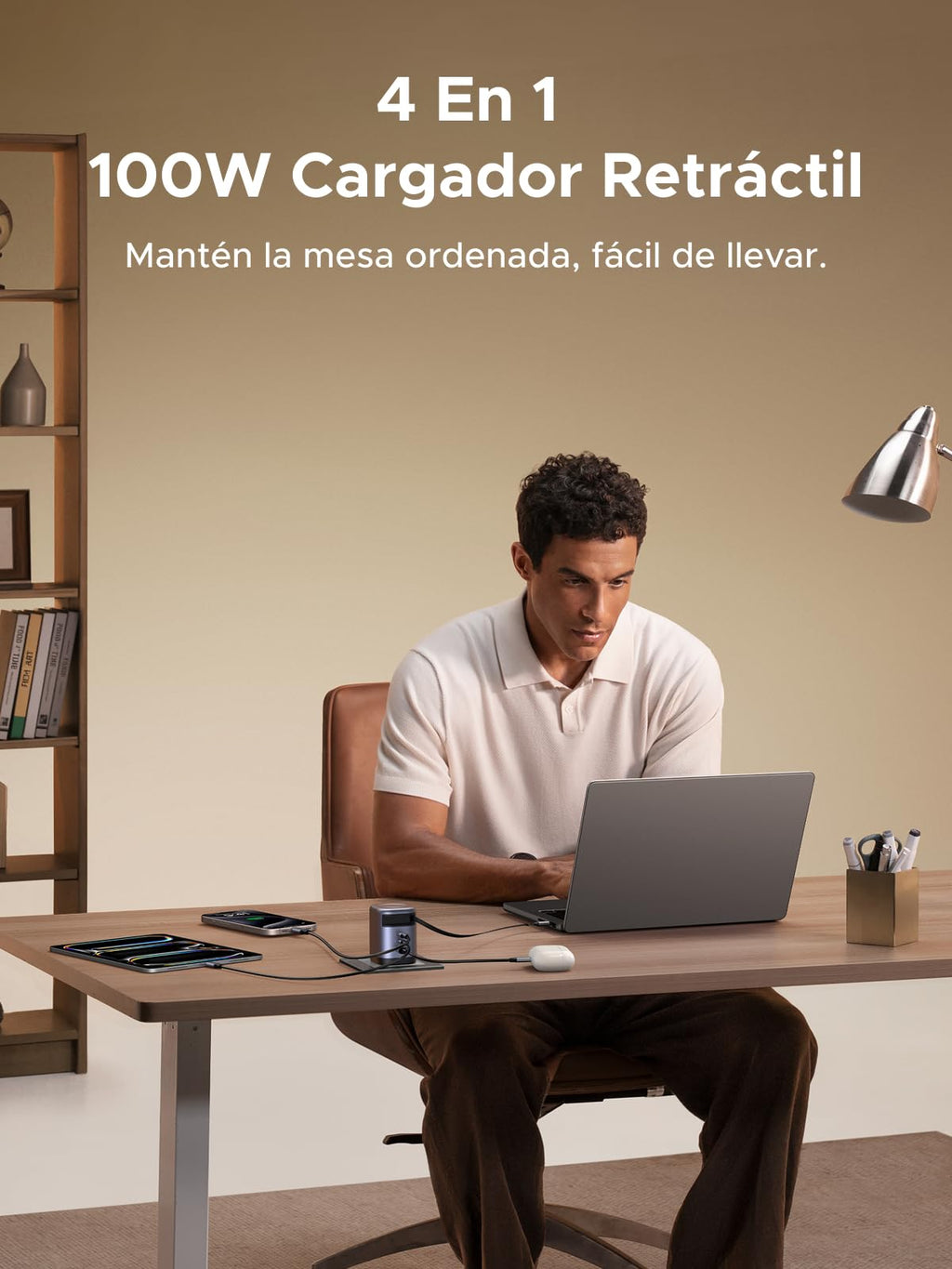 UGREEN Nexode Cargador USB C GaN con Cable Retráctil 100W
