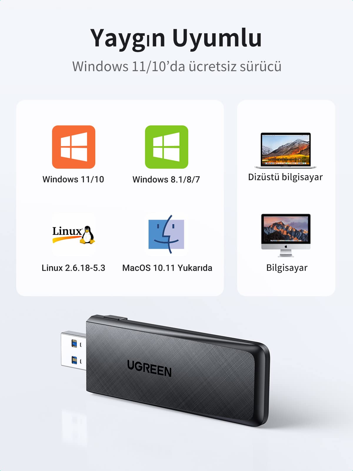 UGREEN AC1300 USB Wi-Fi Adaptörü