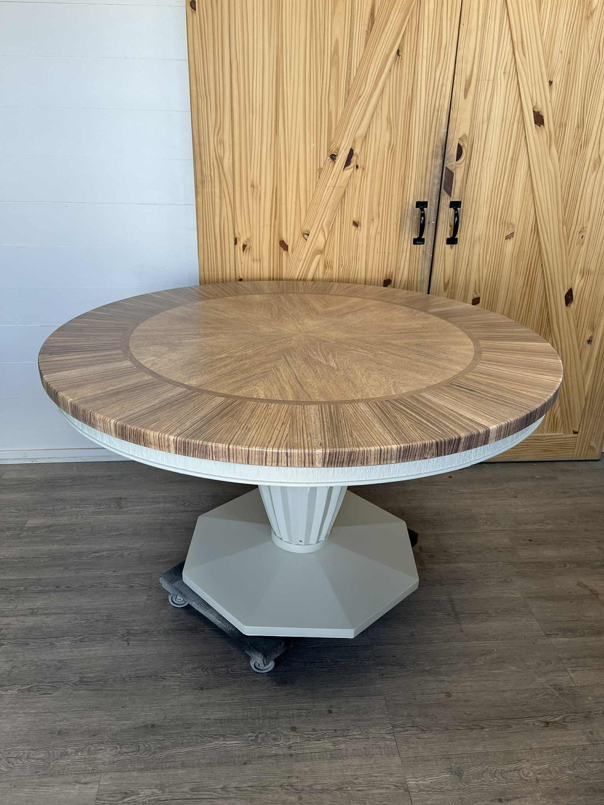 Round Shiplap Pedestal Dining Table