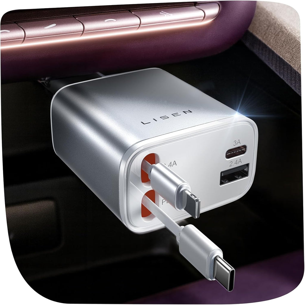 LISEN Retractable Car Charger for iPhone