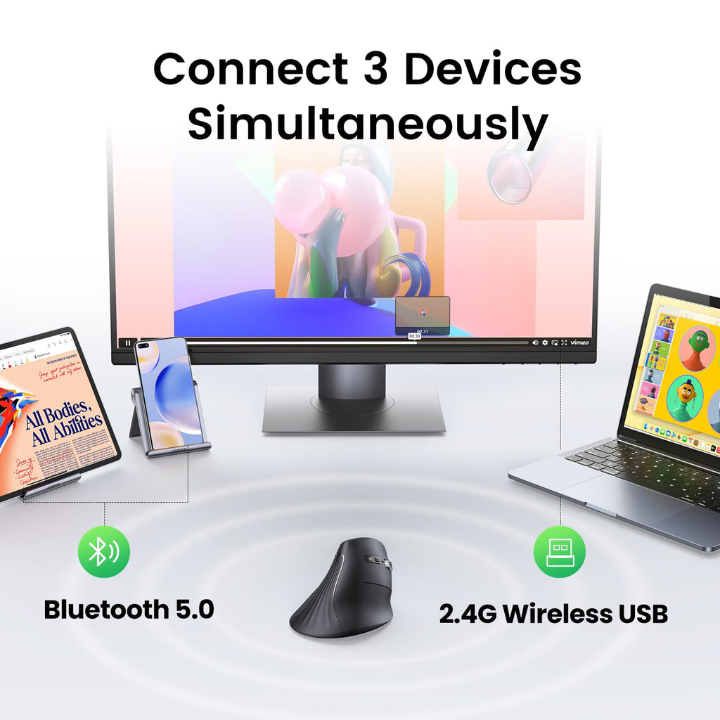 UGREEN Ergonomic Vertical Mouse Bluetooth & 2.4G