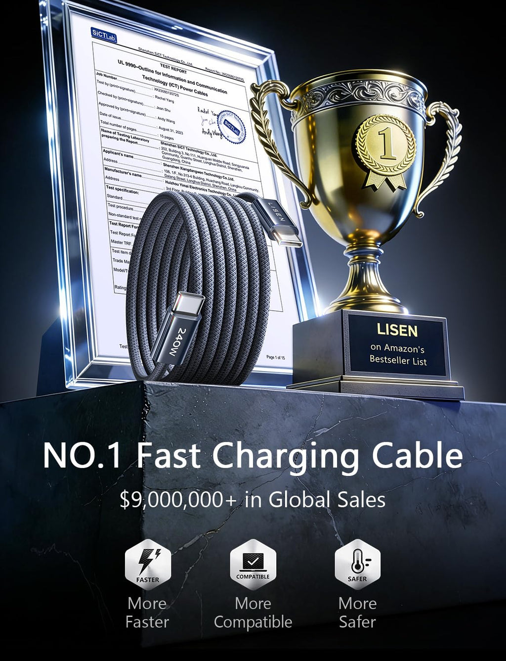 LISEN USB C to USB C Cable, 240W C to C Cable Fast Charging [6.6FT, 2 Pack] Type C Charger Fast Charging USBC to USBC Cable for iPhone 17 16 15 Pro Max iPad MacBook Neo Air Pro Samsung S26 S25 Ultra