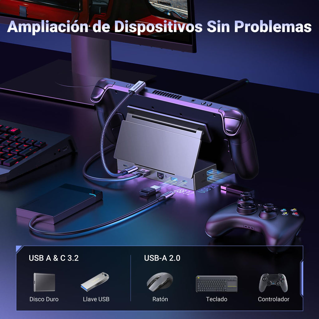UGREEN Hub USB C HDMI 4K 60Hz 9 En 1 Dock Steam Deck ROG Ally Adaptador Tipo C 3.2 10Gbps